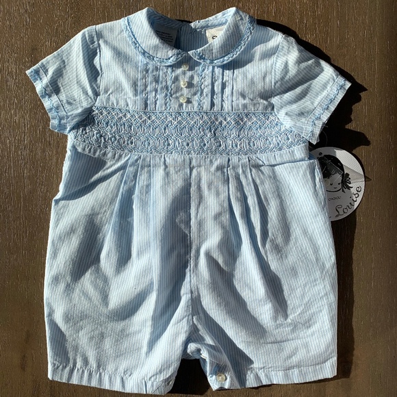 Sarah Louise One Pieces New Sarah Louise Baby Boy Smocked Blue